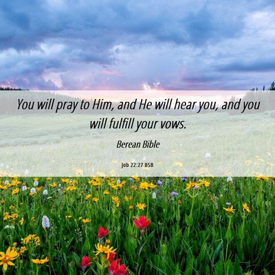 Picture 06 - Job 22:27 BSB - You will pray to Him, and He will hear you, and - Bible Verse Picture