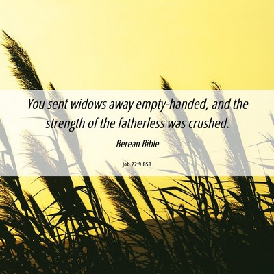 Picture 06 - Job 22:9 BSB - You sent widows away empty-handed, and the - Bible Verse Picture