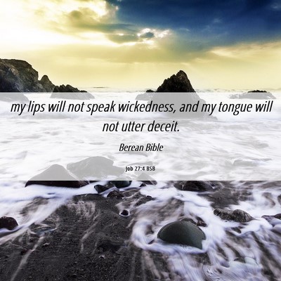 Picture 06 - Job 27:4 BSB - my lips will not speak wickedness, and my tongue - Bible Verse Picture