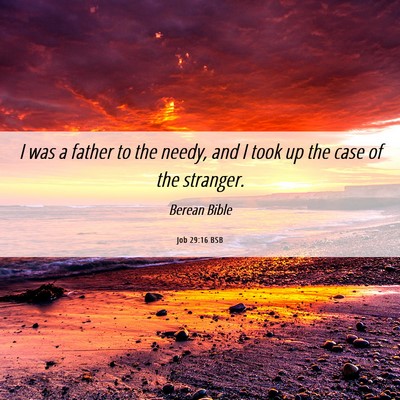 Picture 06 - Job 29:16 BSB - I was a father to the needy, and I took up the - Bible Verse Picture
