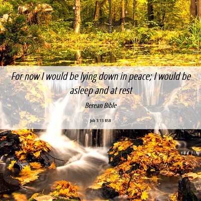 Picture 06 - Job 3:13 BSB - For now I would be lying down in peace; I would - Bible Verse Picture