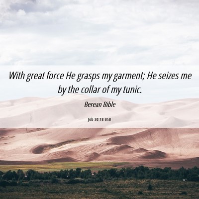 Picture 06 - Job 30:18 BSB - With great force He grasps my garment; He seizes - Bible Verse Picture