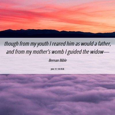 Picture 06 - Job 31:18 BSB - though from my youth I reared him as would a - Bible Verse Picture