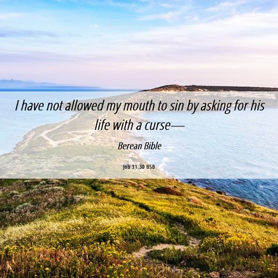 Picture 06 - Job 31:30 BSB - I have not allowed my mouth to sin by asking for - Bible Verse Picture