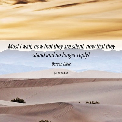 Picture 06 - Job 32:16 BSB - Must I wait, now that they are silent, now that - Bible Verse Picture