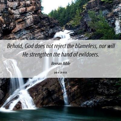 Picture 06 - Job 8:20 BSB - Behold, God does not reject the blameless, nor - Bible Verse Picture