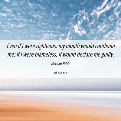 Picture 06 - Job 9:20 BSB - Even if I were righteous, my mouth would condemn - Bible Verse Picture