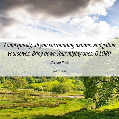 Picture 06 - Joel 3:11 BSB - Come quickly, all you surrounding nations, and - Bible Verse Picture