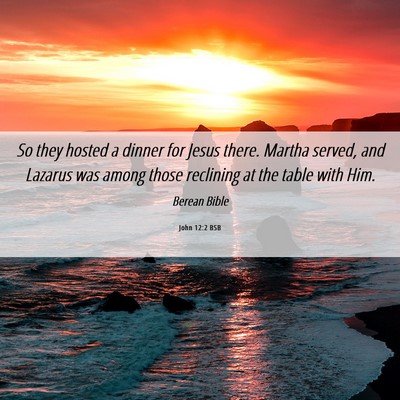 Picture 06 - John 12:2 BSB - So they hosted a dinner for Jesus there. Martha - Bible Verse Picture