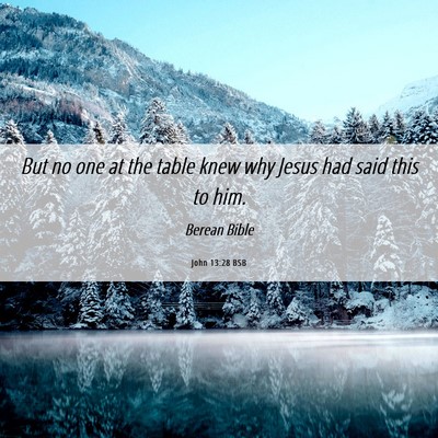 Picture 06 - John 13:28 BSB - But no one at the table knew why Jesus had said - Bible Verse Picture