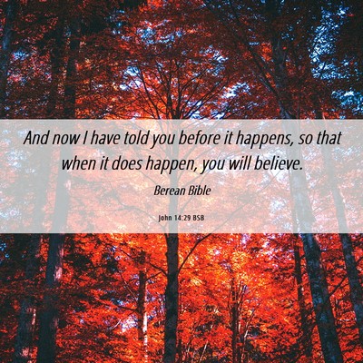 Picture 06 - John 14:29 BSB - And now I have told you before it happens, so - Bible Verse Picture