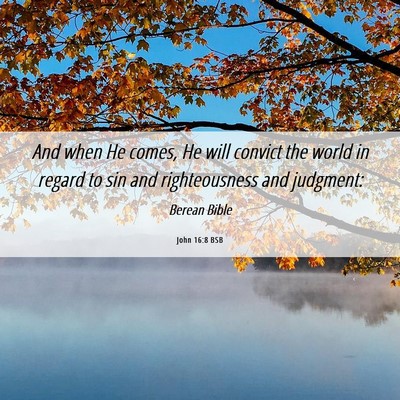 Picture 06 - John 16:8 BSB - And when He comes, He will convict the world in - Bible Verse Picture