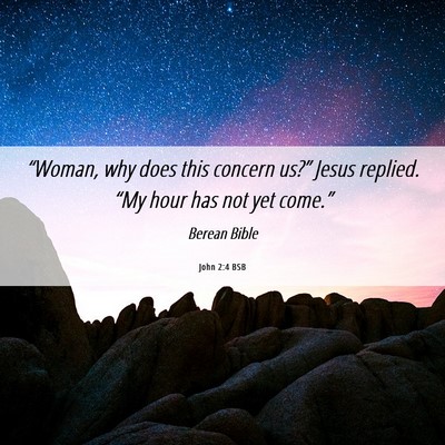 Picture 06 - John 2:4 BSB - “Woman, why does this concern us?” Jesus - Bible Verse Picture