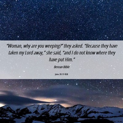 Picture 06 - John 20:13 BSB - “Woman, why are you weeping?” they asked. - Bible Verse Picture