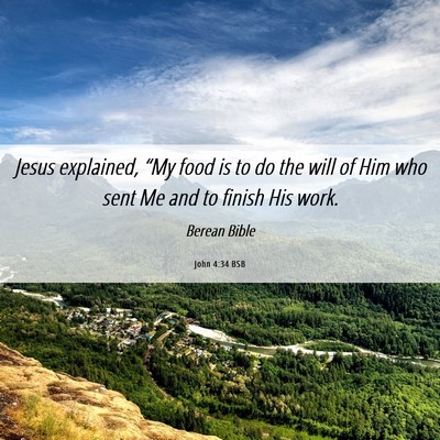 Picture 06 - John 4:34 BSB - Jesus explained, “My food is to do the will of - Bible Verse Picture