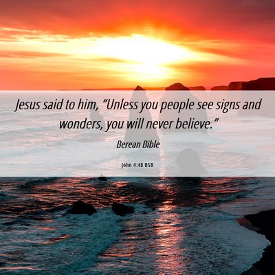 Picture 06 - John 4:48 BSB - Jesus said to him, “Unless you people see signs - Bible Verse Picture