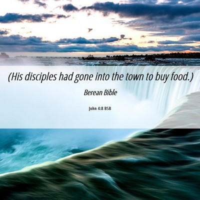 Picture 06 - John 4:8 BSB - (His disciples had gone into the town to buy - Bible Verse Picture