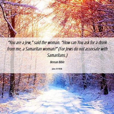 Picture 06 - John 4:9 BSB - “You are a Jew,” said the woman. “How can - Bible Verse Picture