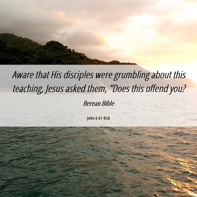 Picture 06 - John 6:61 BSB - Aware that His disciples were grumbling about - Bible Verse Picture