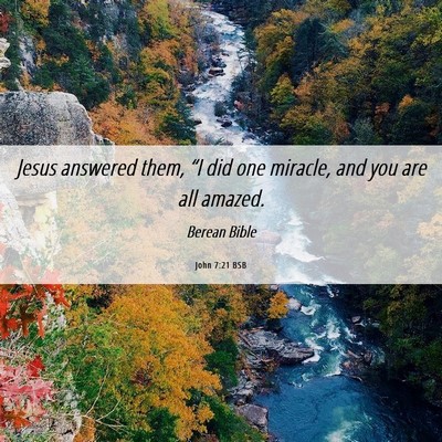 Picture 06 - John 7:21 BSB - Jesus answered them, “I did one miracle, and - Bible Verse Picture