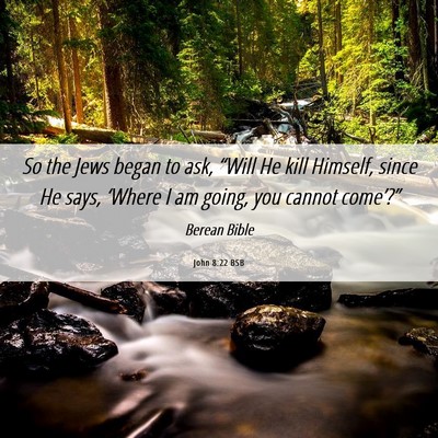Picture 06 - John 8:22 BSB - So the Jews began to ask, “Will He kill - Bible Verse Picture