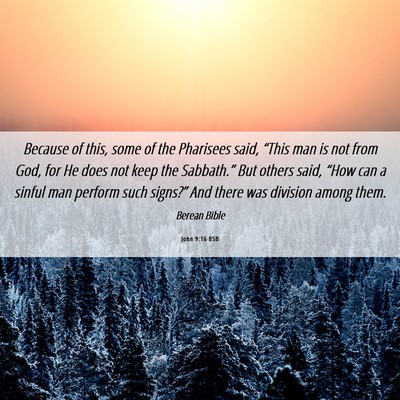 Picture 06 - John 9:16 BSB - Because of this, some of the Pharisees said, - Bible Verse Picture