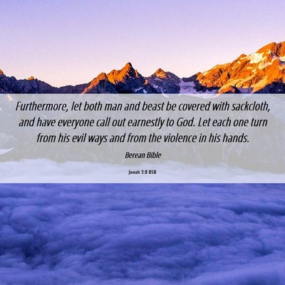 Picture 06 - Jonah 3:8 BSB - Furthermore, let both man and beast be covered - Bible Verse Picture