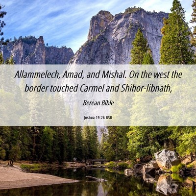Picture 06 - Joshua 19:26 BSB - Allammelech, Amad, and Mishal. On the west the - Bible Verse Picture