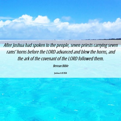 Picture 06 - Joshua 6:8 BSB - After Joshua had spoken to the people, seven - Bible Verse Picture