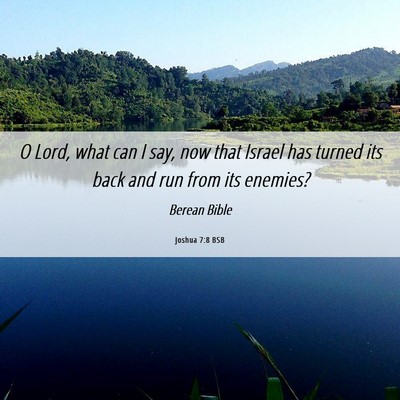 Picture 06 - Joshua 7:8 BSB - O Lord, what can I say, now that Israel has - Bible Verse Picture