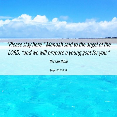 Picture 06 - Judges 13:15 BSB - “Please stay here,” Manoah said to the angel - Bible Verse Picture
