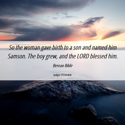 Picture 06 - Judges 13:24 BSB - So the woman gave birth to a son and named him - Bible Verse Picture