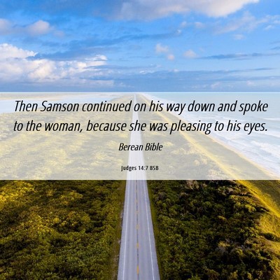 Picture 06 - Judges 14:7 BSB - Then Samson continued on his way down and spoke - Bible Verse Picture