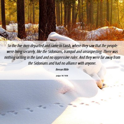 Picture 06 - Judges 18:7 BSB - So the five men departed and came to Laish, where - Bible Verse Picture