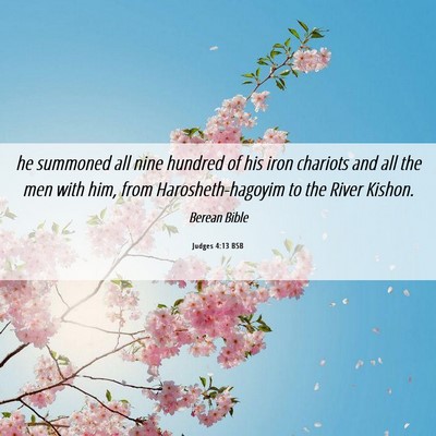 Picture 06 - Judges 4:13 BSB - he summoned all nine hundred of his iron chariots - Bible Verse Picture