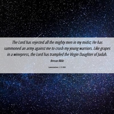 Picture 06 - Lamentations 1:15 BSB - The Lord has rejected all the mighty men in my - Bible Verse Picture