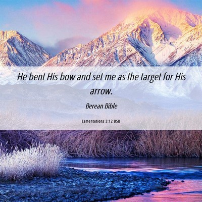 Picture 06 - Lamentations 3:12 BSB - He bent His bow and set me as the target for His - Bible Verse Picture