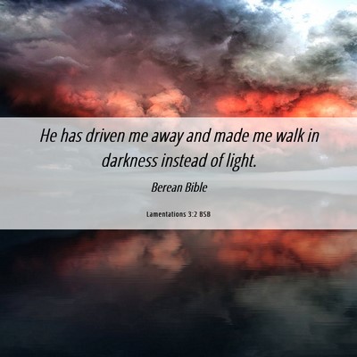 Picture 06 - Lamentations 3:2 BSB - He has driven me away and made me walk in - Bible Verse Picture