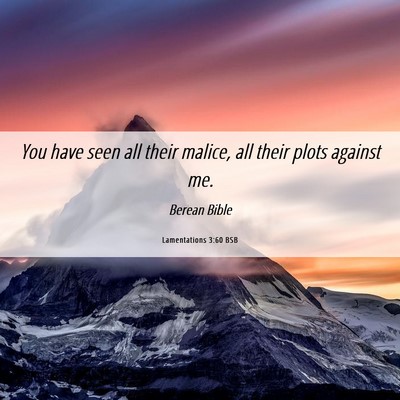 Picture 06 - Lamentations 3:60 BSB - You have seen all their malice, all their plots - Bible Verse Picture