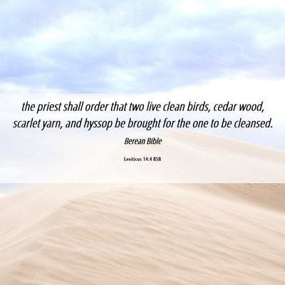 Picture 06 - Leviticus 14:4 BSB - the priest shall order that two live clean birds, - Bible Verse Picture