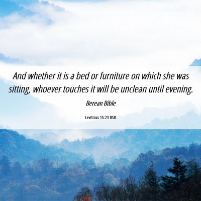 Picture 06 - Leviticus 15:23 BSB - And whether it is a bed or furniture on which she - Bible Verse Picture
