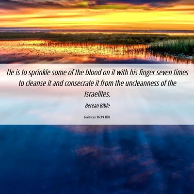 Picture 06 - Leviticus 16:19 BSB - He is to sprinkle some of the blood on it with - Bible Verse Picture