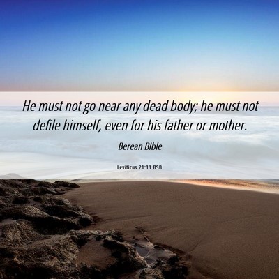 Picture 06 - Leviticus 21:11 BSB - He must not go near any dead body; he must not - Bible Verse Picture