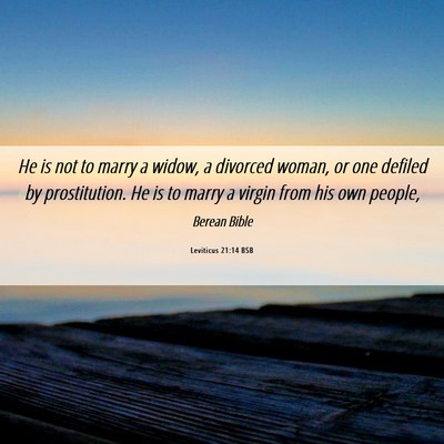 Picture 06 - Leviticus 21:14 BSB - He is not to marry a widow, a divorced woman, or - Bible Verse Picture