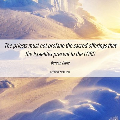 Picture 06 - Leviticus 22:15 BSB - The priests must not profane the sacred offerings - Bible Verse Picture