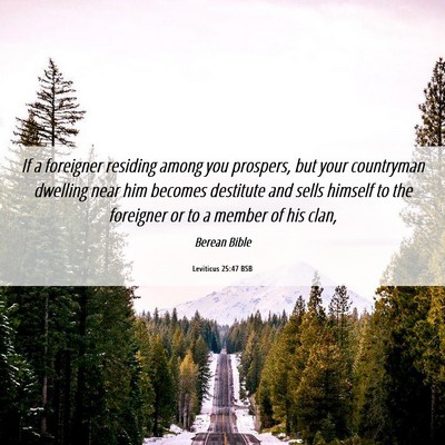 Picture 06 - Leviticus 25:47 BSB - If a foreigner residing among you prospers, but - Bible Verse Picture