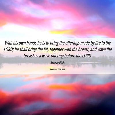 Picture 06 - Leviticus 7:30 BSB - With his own hands he is to bring the offerings - Bible Verse Picture