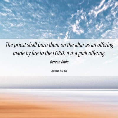 Picture 06 - Leviticus 7:5 BSB - The priest shall burn them on the altar as an - Bible Verse Picture