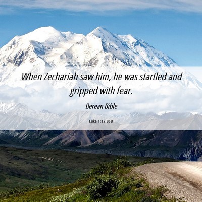 Picture 06 - Luke 1:12 BSB - When Zechariah saw him, he was startled and - Bible Verse Picture