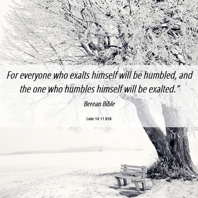 Picture 06 - Luke 14:11 BSB - For everyone who exalts himself will be humbled, - Bible Verse Picture